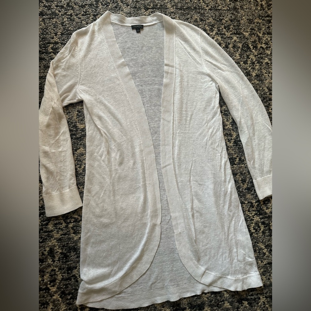 Talbots Cream Cardigan Sweater Open-Front Design
